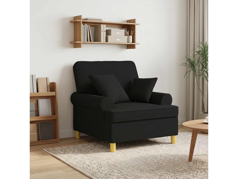  Vidaxl fauteuil xl avec coussins noir tissu  - Conforama B