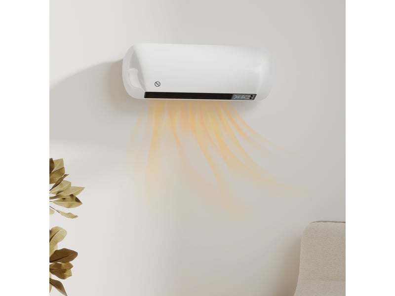  Radiateur électrique mural, 2000 w, avec 3 modes de fonctionnement, affichage led, thermostat, minuterie et fonction d'oscillation, 50 x 19 x 14 cm  - Conforama C