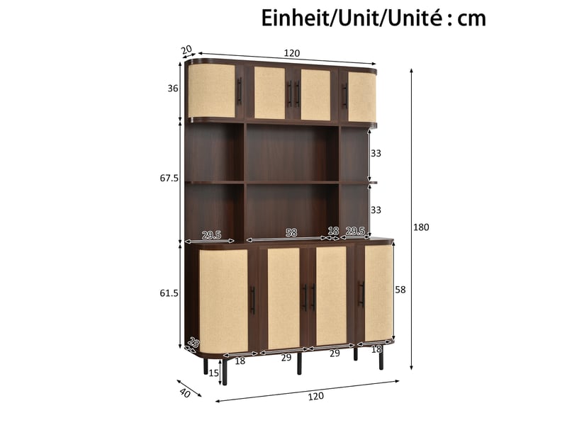  Ensemble de meubles de salon 3 pièces avec meuble tv, buffet et armoire haute  - Conforama C