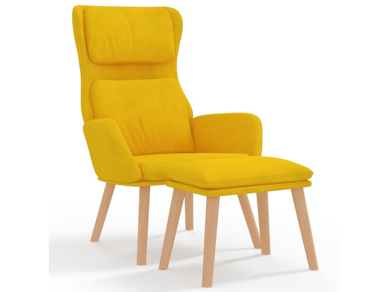  Vidaxl chaise de détente et repose-pied jaune moutarde velours  - Conforama A