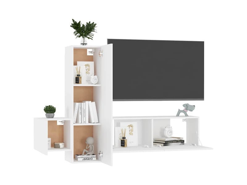  Ensemble de meubles tv - banc tv - meuble de rangement 3 pcs blanc bois d'ingénierie  - Conforama C
