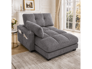 Fauteuil de salon, fauteuil confortable — poches latérales, porte-gobelets, avec accoudoirs, gris