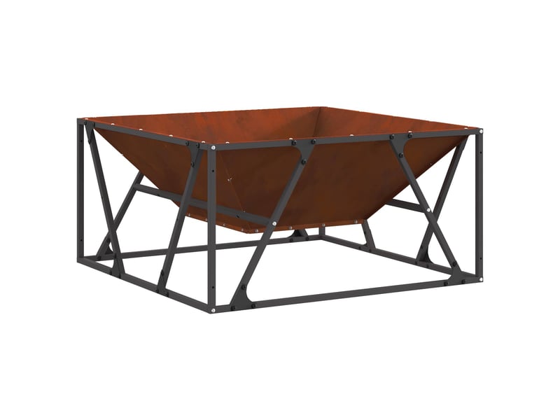  Brasero exterieur, foyer rouillé 80x80x40 cm acier patiné shl14748  - Conforama A