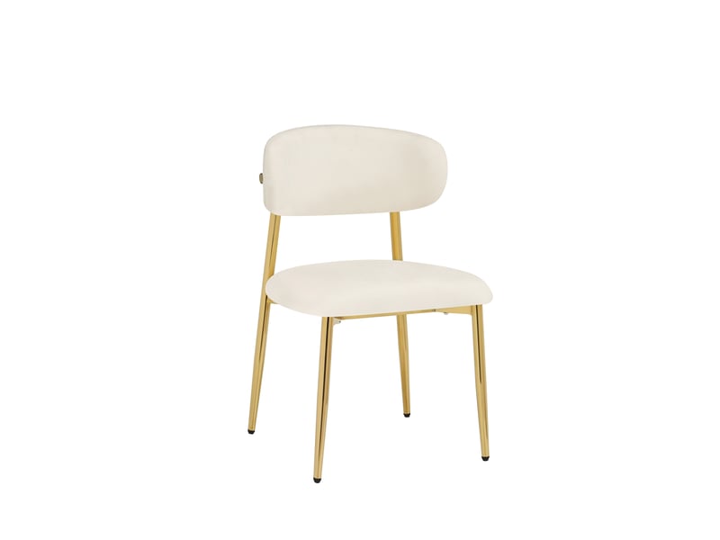  Lot de 4 chaises de salle à manger modernes 51x50x81cm - chaises rembourrées avec piétement doré, charge 125kg, style élégant - blanc et doré  - Conforama D