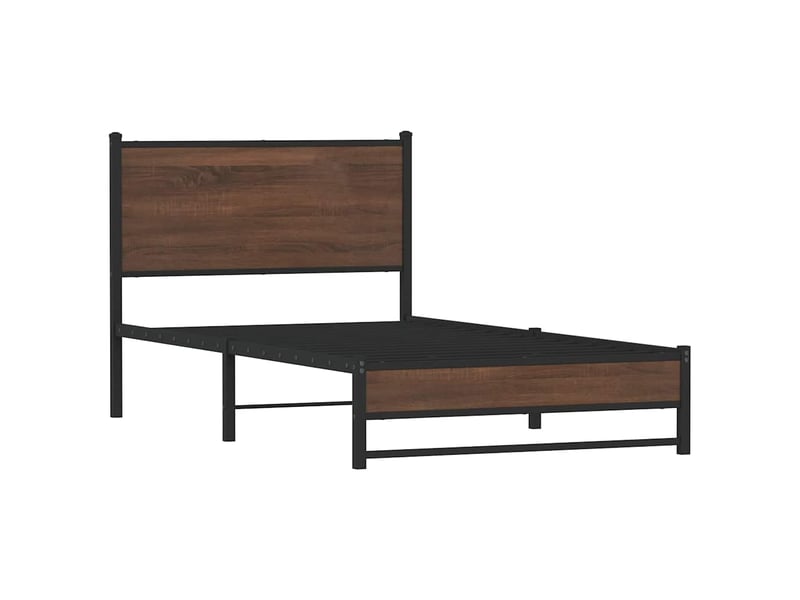  Lit simple- lit adulte -  cadre de lit en métal sans matelas chêne marron 100x200 cm  - Conforama B