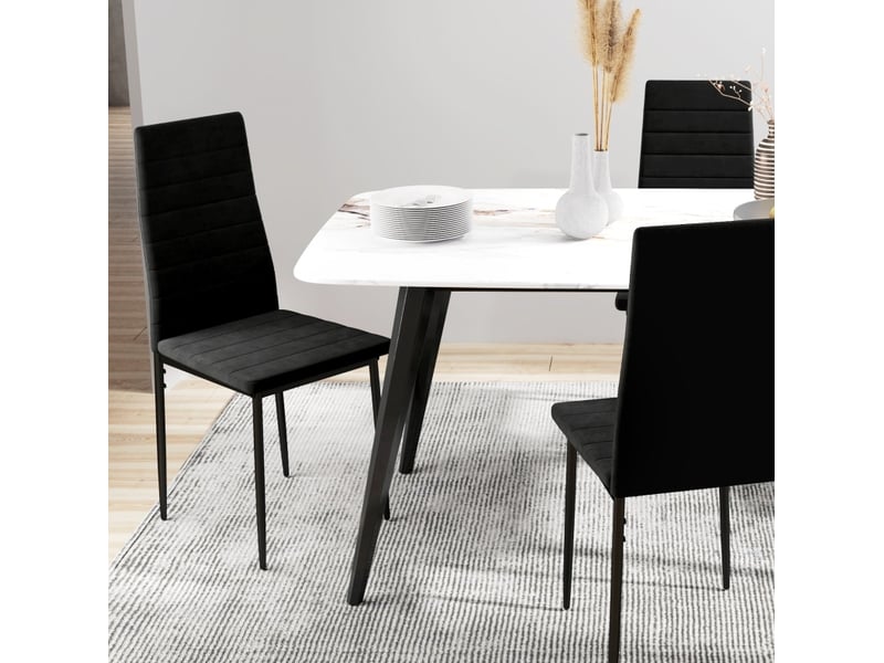  Lot de 4 chaises de salle à manger 41x50x97 cm sans accoudoirs, en métal noir  - Conforama D