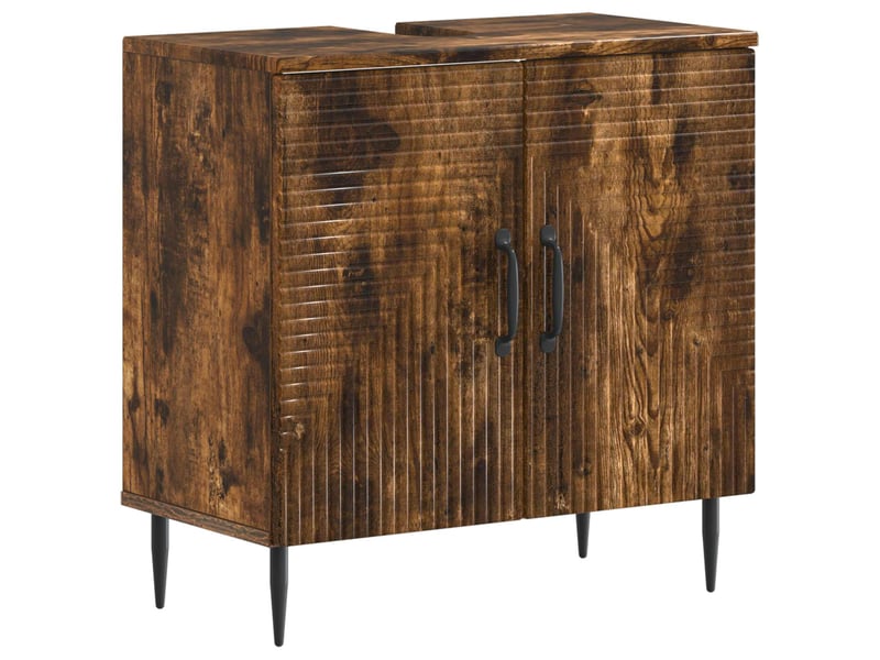  Ensemble de meuble de salle de bain 3 pièces haarlem chêne fumé cf63450  - Conforama D