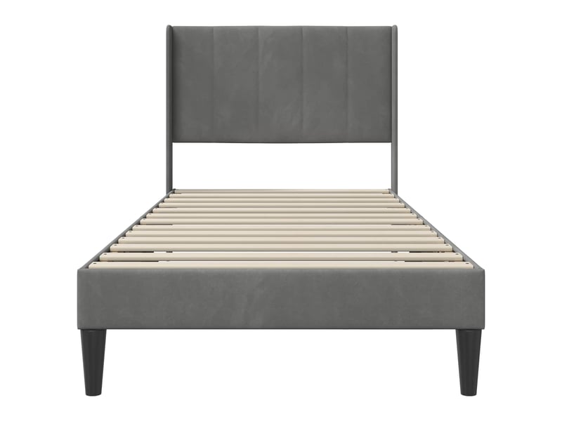  Lit simple- lit adulte -  cadre de lit avec tête de lit gris foncé 80 x 200 cm velours  - Conforama C