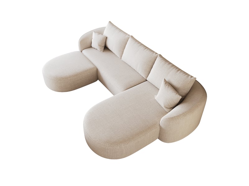 Canapé en u modulable, design sans structure, chenille blanche, 266 cm, sans montage - Conforama E