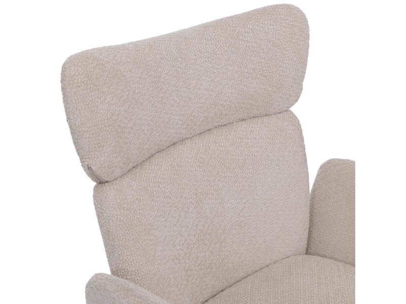  Lot de 6 chaises de salle à manger pivotantes à 180° avec retour automatique et accoudoirs tissu bouclé beige et fer aspect bois 04_0008818  - Conforama C