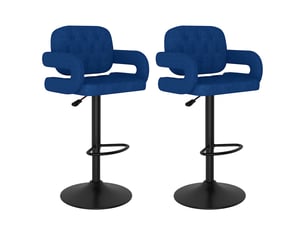Lot de 2 tabouret de bar, chaise de bar bleu tissu shl72923