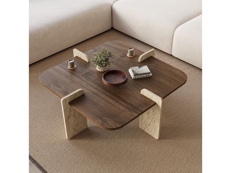  Table basse carrée moderne en mélaminé poalla - noyer  - Conforama B
