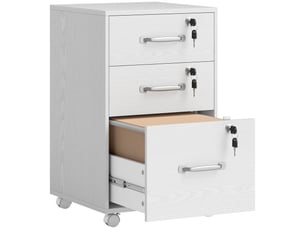 Caisson de bureau mobile avec 3 tiroirs verrouillables, caisson de rangement sur roulettes, 40 x 40 x 69,5 cm, blanc