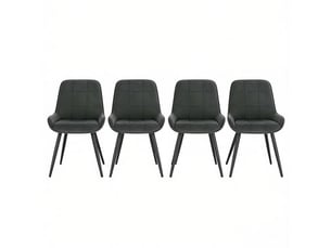 Lot de 4 chaises de salle à manger en velours gris foncé