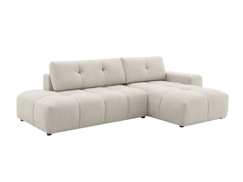  Canapé d'angle convertible avec coffre en tissu texturé beige angeline - angle droit 12390-3M-BEI - Conforama A