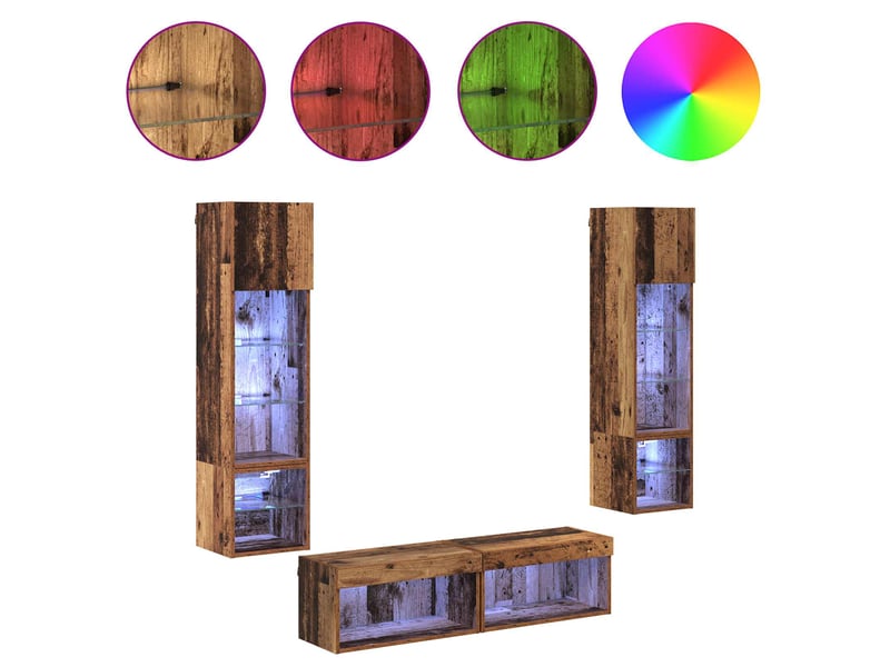  Unité murale de tv 6 pcs bois ancien bois d'ingénierie shl10678  - Conforama D