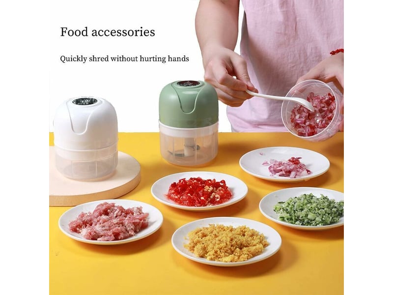  Mini hachoir à ail électrique sans fil, 250 ml – alimentation usb – 3 lames en acier inoxydable – peut être utilisé pour hacher les légumes et les fr HRC0000780LY - Conforama C