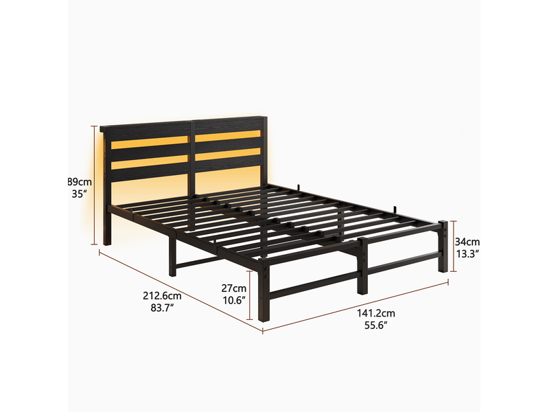  Lit double 140x200 avec led rgb, ports usb et rangement sous le lit evryae  - Conforama E
