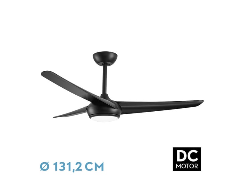  Ventilateur de plafond fabrilamp patras dc noir 3 pales 131,2 cm 6 vitesses led 24 w télécommande 185491309 - Conforama A