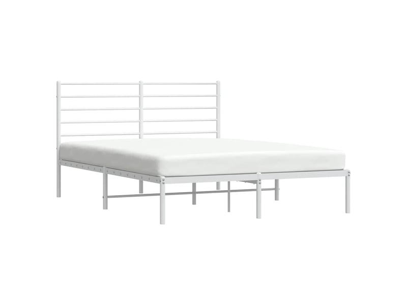  Lit double- lit adulte -  cadre de lit métal sans matelas et tête de lit blanc 120x200 cm  - Conforama D