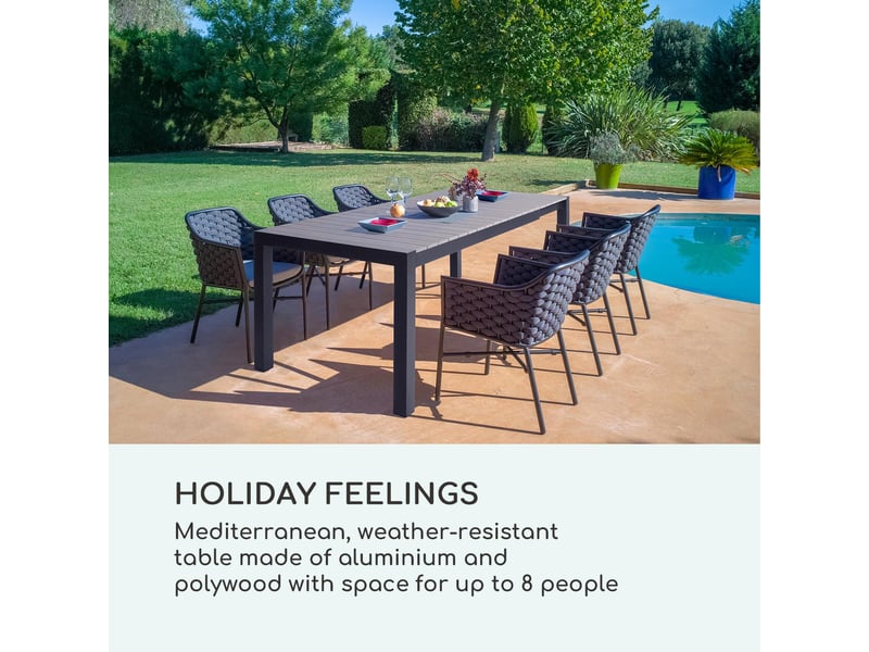 Blumfeldt menorca expand table de jardin extensible pour 8 personnes 163 x 95 cm - design aluminium & polywood - gris anthracite GDM13-MenorcaExp-GR - Conforama B