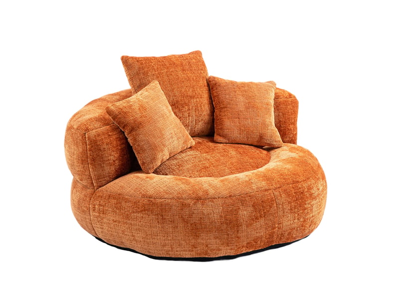  Fauteuil pouf single en chenille orange, dossier haut, sans installation  - Conforama A