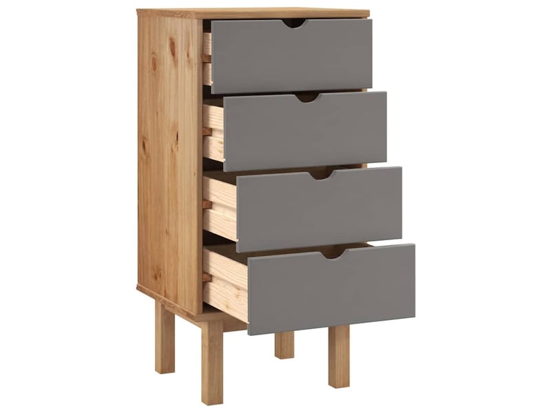  Commode, armoire à tiroirs bureau otta marron et gris 45x39x90 cm bois de pin massif  - Conforama D