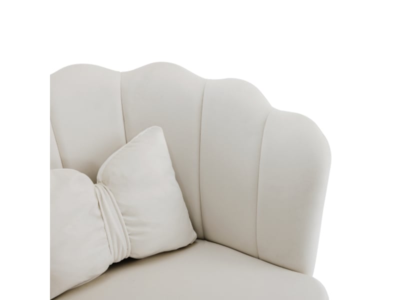 Lot de 2 fauteuils fixes en velours,en forme de pétales,avec pieds en métal plaqué or,62x54,5x77,blanc fauteuil blanc - Conforama E