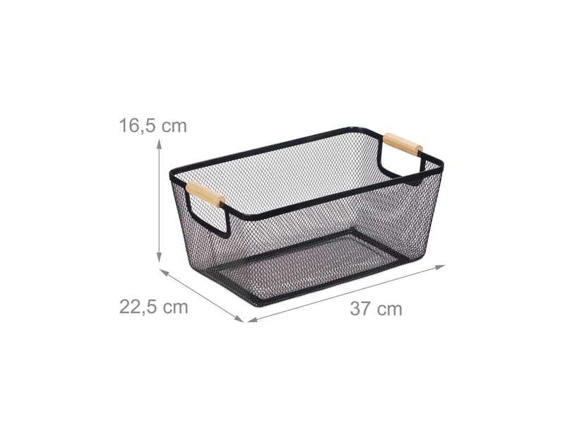  Panier de rangement rectangulaire design moderne 16,5 x 37 x 22,5 cm pratique et décoratif en métal noir 13_0013440  - Conforama A