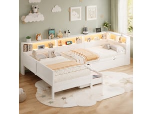 Lit gigogne 90x200 cm <strong>HAVRYA</strong>  <strong></strong> coloris blanc