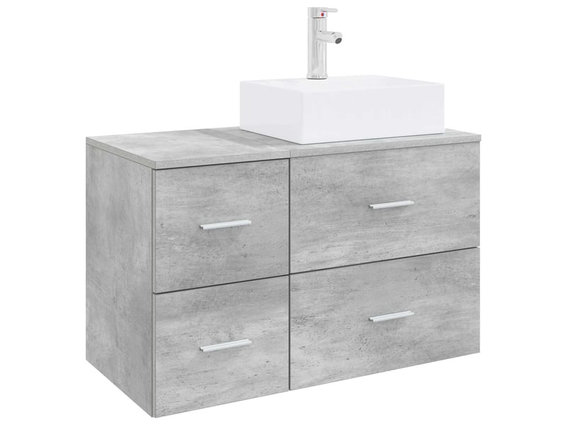  Ensemble de mobilier de salle de bain 2 pc gris béton cf64142  - Conforama A