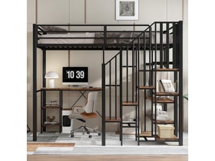Lit mezzanine 120x200 cm <strong>NAHILIMI</strong> <strong></strong> coloris noir