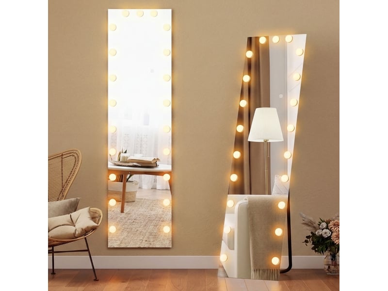  Miroir sur pied led rgb 40x150 cm – transparent – 21 ampoules, tactile, mémoire et sans cadre  - Conforama B
