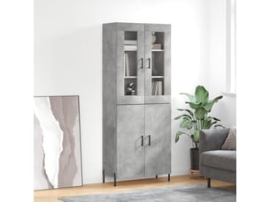 Buffet haut - bahut - meuble de rangement gris béton 69,5x34x180 cm bois d'ingénierie