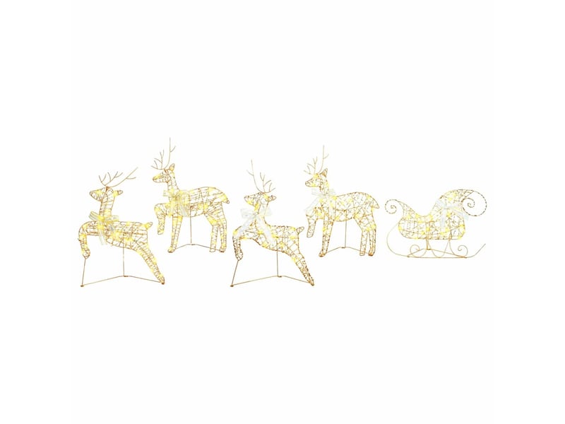  Lot de 5 rennes led, éclairage de noël, décoration de noël 40 led doré 44 x 18 x 65,5 cm pet cf62088  - Conforama A