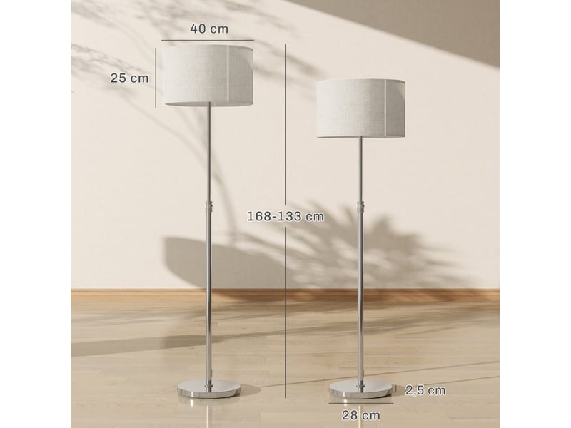  Lampadaire réglable en hauteur ø40 x h133-168 cm en acier avec télécommande beige chicfurn  - Conforama D