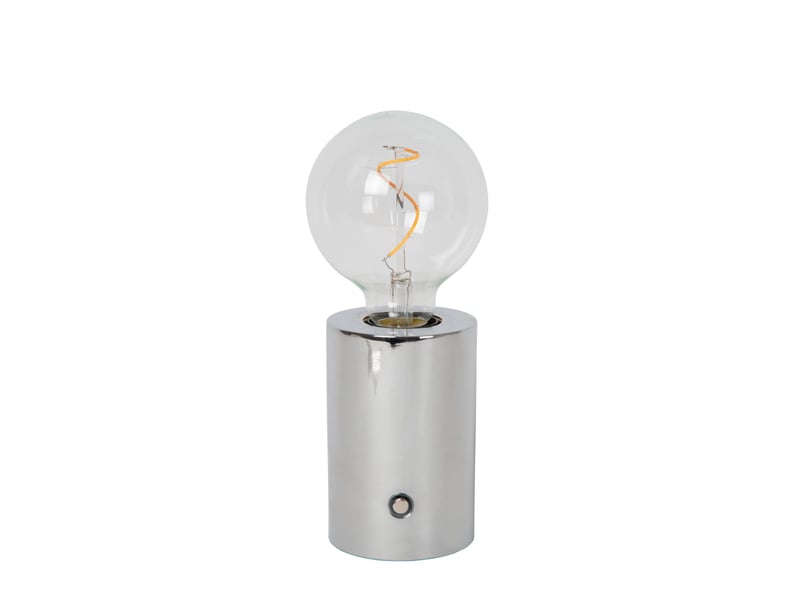 Lampe de table diam. 8 cm led dim. E27 1x1w 2700k chrome - lucide - vivo  - Conforama B