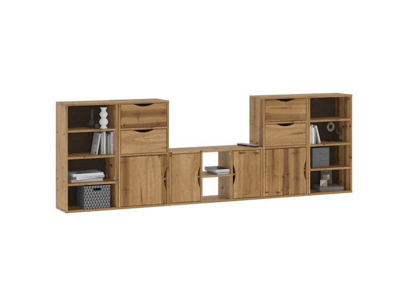  Meubles tv - banc tv - meuble de rangement 5 pcs avec rangement odda bois de pin massif  - Conforama D
