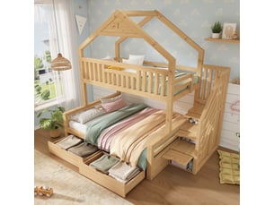 Lit superposé 140x200 cm <strong></strong> <strong></strong> coloris naturel
