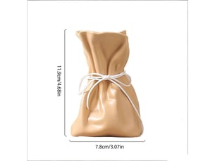 Vase en céramique design plissé, aspect sac en papier – original et décoratif, pour maison moderne et mariage-petit-jaune