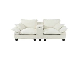 Canapé d'angle réversible fixe <strong>BGSRYAO</strong> <strong></strong> 2 places Tissu beige avec coffre de rangement
