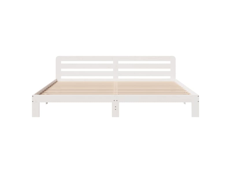  Lit double- lit adulte -  cadre de lit sans matelas blanc 200x200 cm bois massif de pin  - Conforama C