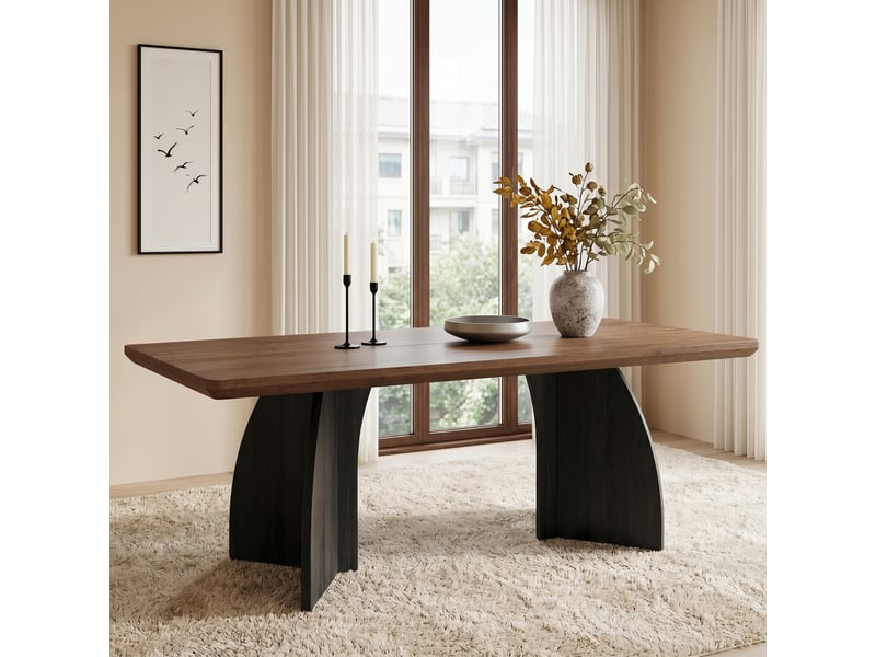  Table à manger moderne noyer 160x80 cm, 4-6 personnes, plateau 4 cm, résistante à l’eau et aux rayures  - Conforama B