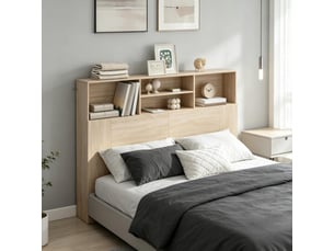 Lit avec rangement 140x190 cm <strong>KORFEE</strong> <strong></strong> coloris naturel