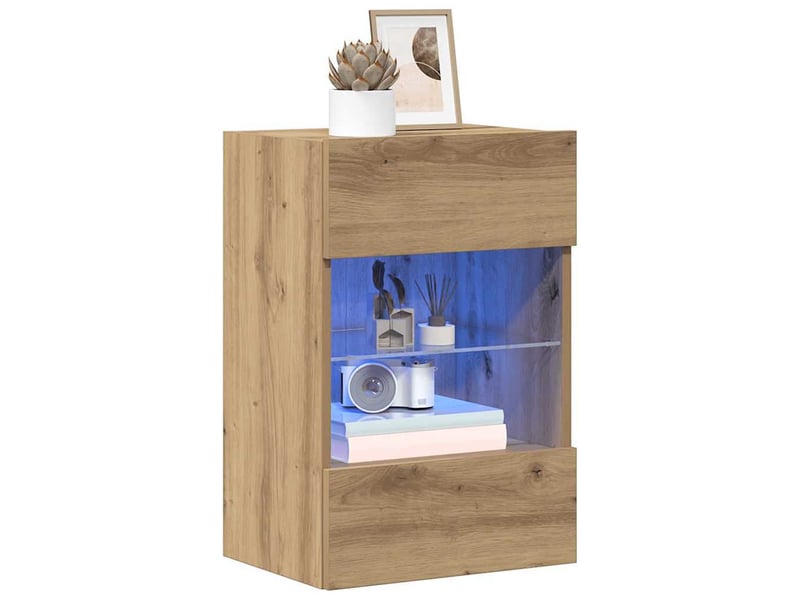 Meubles muraux avec lumières led pour tv 2 pcs chêne artisanal - Conforama D