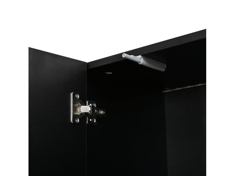  Armoire haute noire avec éclairage led contrôlable par application, portes doubles, rangement modulable  - Conforama E