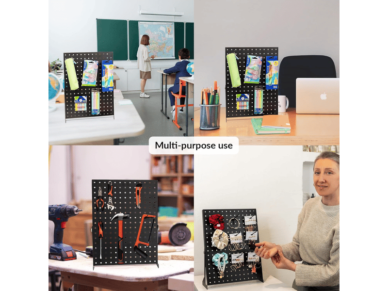  Peg board | panneau perforé pour vendeurs | plaque perforée organisation | crochets pour panneaux perforés noirs pour maison, magasin, bureau | tablea  - Conforama E