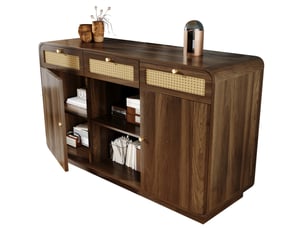 Buffet 2 porte(s)  3 tiroir(s)   - 120 cm coloris bois foncé 
