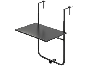 Table de balcon suspendue pliable en acier noir 62 x 60 x 85.5 cm