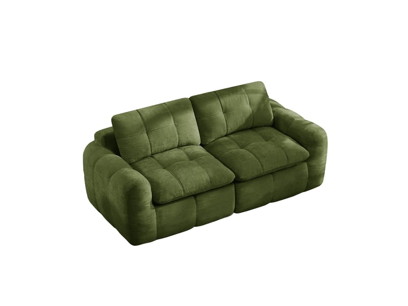  Canapé modulable 2 places sans montage en chenille vert, assise profonde  - Conforama A